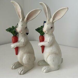 White Bunnies Figurines with Carrots Set of 2 By Martha Stewart’s